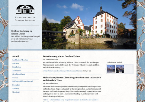 Website Liebhabertheater Schloss Kochberg